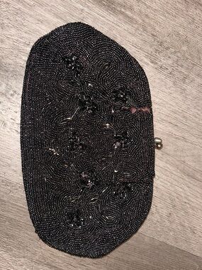Black Beaded Floral Clutch